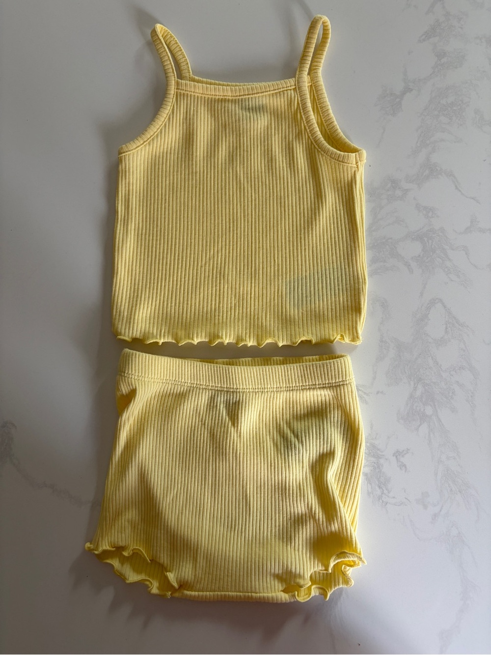 Old Navy Yellow Ribbed Tank & Shorts Set